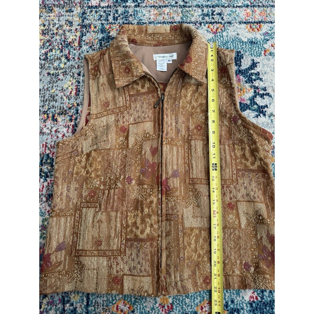 Vintage Coldwater Creek Tan Tapestry Vest Women's Size Medium Made in USA - Picture 5 of 6